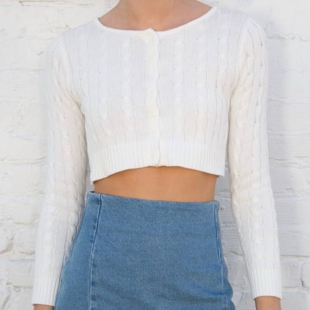 White brandy Melville cropped cardigan